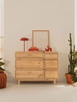 Muebles LUFE Cómodas^AIKA cómoda doble con 6 cajones 117x90