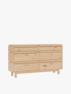 Muebles LUFE Cómodas^AIKA cómoda doble con 6 cajones 157x90