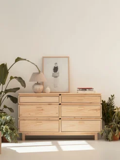 Muebles LUFE Cómodas^AIKA cómoda doble con 6 cajones 157x90