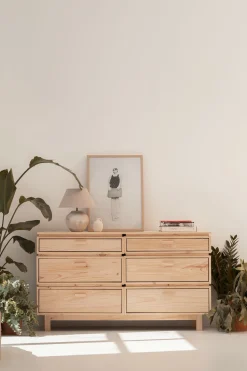 Muebles LUFE Cómodas^AIKA cómoda doble con 6 cajones 157x90