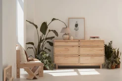 Muebles LUFE Cómodas^AIKA cómoda doble con 6 cajones 157x90