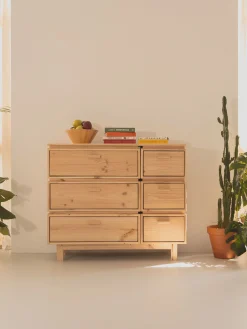 Muebles LUFE Cómodas^AIKA cómoda doble con 6 cajones 117x100