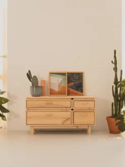 Muebles LUFE Cómodas^AIKA cómoda doble con 4 cajones 117x62