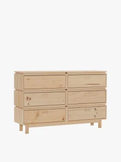 Muebles LUFE Cómodas^AIKA cómoda doble con 6 cajones 157x100