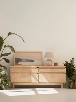 Muebles LUFE Cómodas^AIKA cómoda doble con 4 cajones 157x62