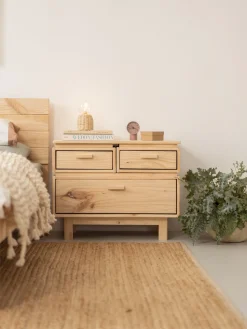 Muebles LUFE Mesitas De Noche|Mesitas De Noche^AIKA mesita de noche con 3 cajones 78x62