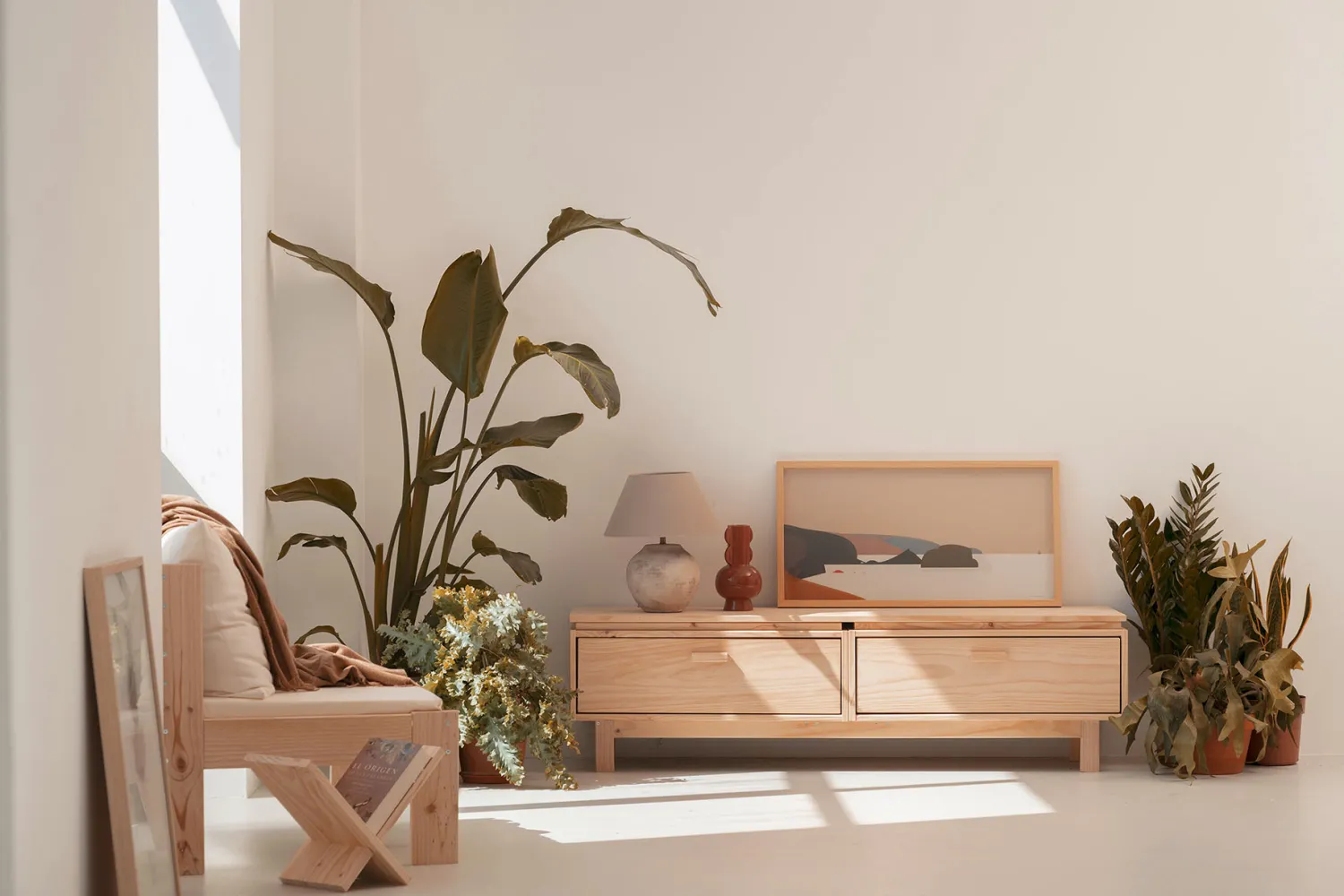 Muebles LUFE Muebles Tv^AIKA mueble TV con 2 cajones 157x44