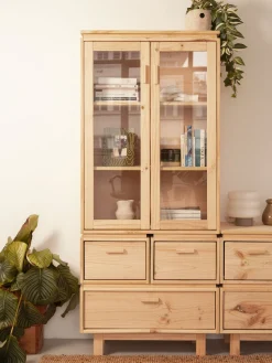 Muebles LUFE Vitrinas^AIKA vitrina con 3 cajones 78x183