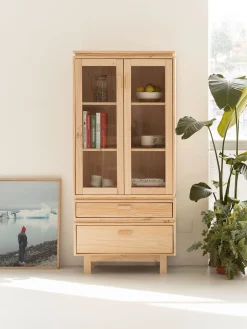 Muebles LUFE Vitrinas^AIKA vitrina con 2 cajones 78x173