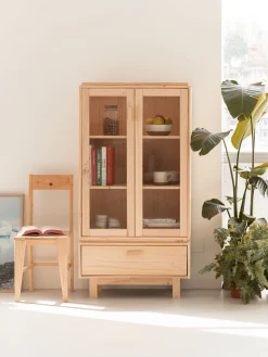 Muebles LUFE Vitrinas^AIKA vitrina con cajón 78x156