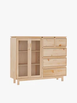 Muebles LUFE Vitrinas^AIKA vitrina doble con 5 cajones 157x128