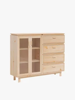 Muebles LUFE Vitrinas^AIKA vitrina doble con cajonera 157x128