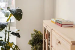 Muebles LUFE Vitrinas^AIKA vitrina doble con cajonera 157x128