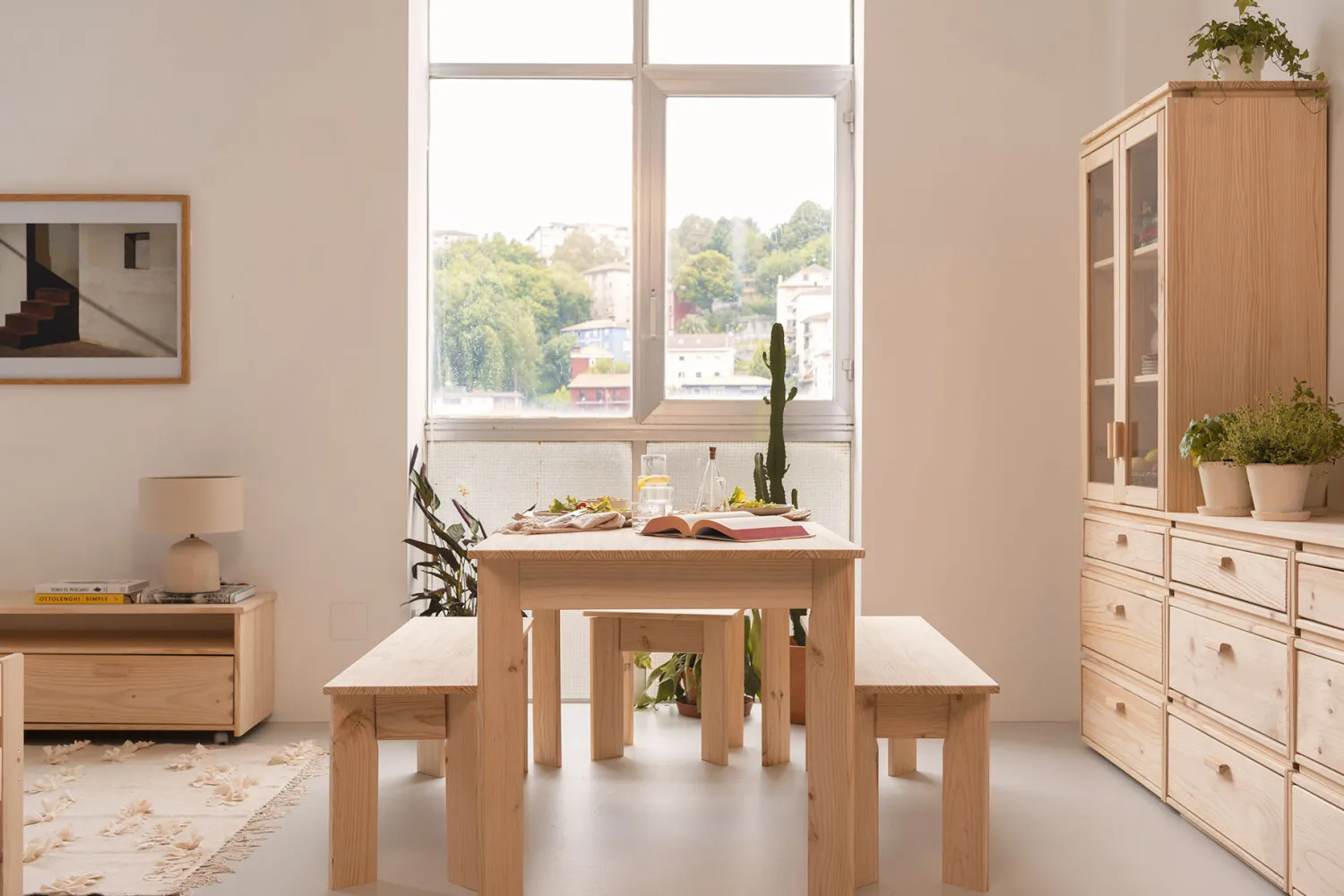 Muebles LUFE Conjuntos Mesas Y Sillas^BATU conjunto mesa 150x80 con bancos