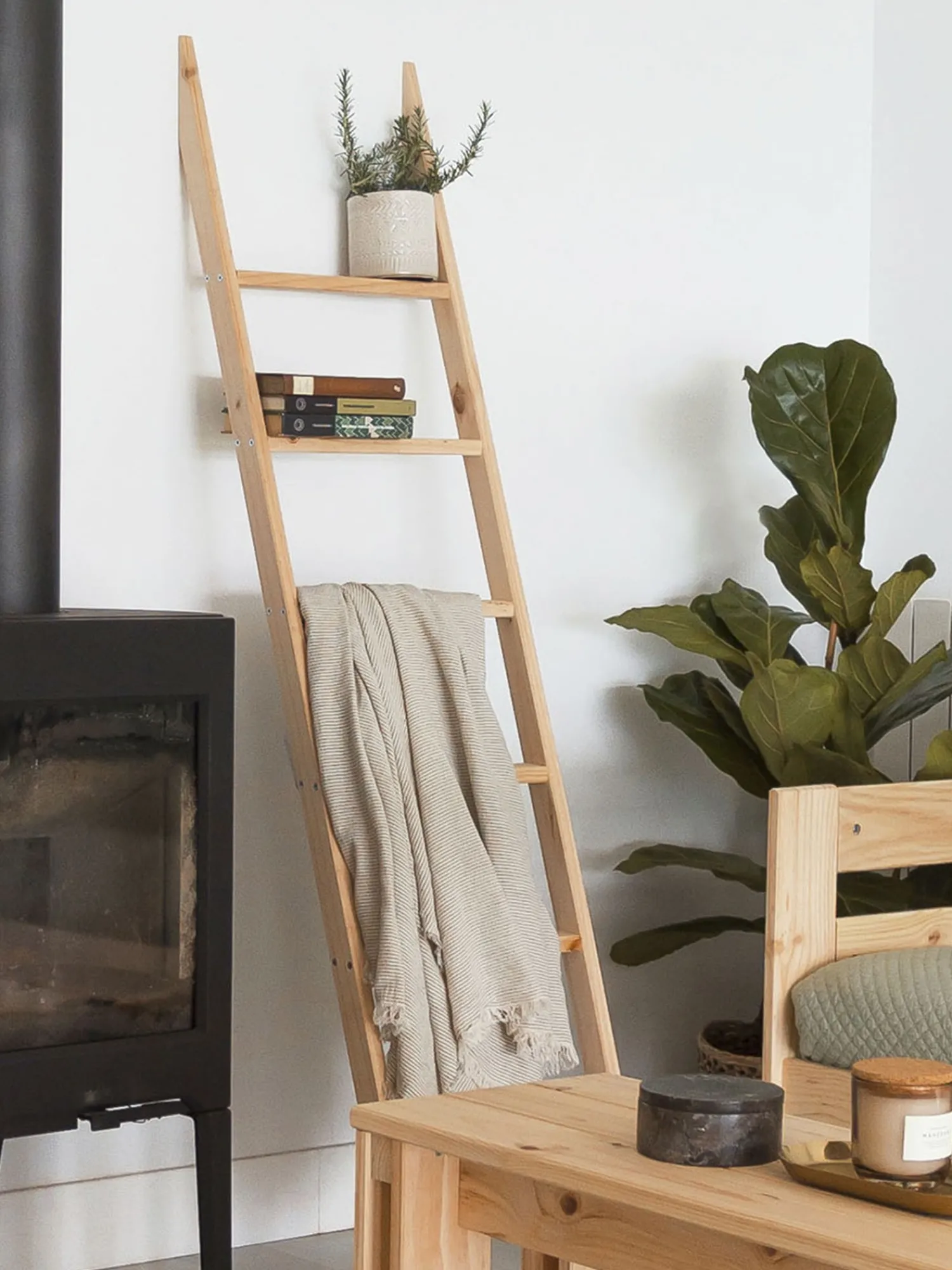 Muebles LUFE Accesorios De Madera|Percheros Y Burros^GOI escalera decorativa