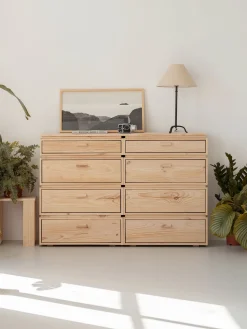 Muebles LUFE Cómodas^LIBE cómoda doble con 8 cajones 157x105