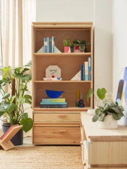 Muebles LUFE Estanterías Con Almacenaje|Estanterías Con Almacenaje^LIBE estantería baja con 2 cajones 78x161