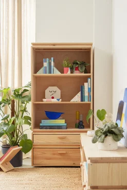 Muebles LUFE Estanterías Con Almacenaje|Estanterías Con Almacenaje^LIBE estantería baja con 2 cajones 78x161