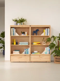 Muebles LUFE Estanterías Con Almacenaje|Estanterías Con Almacenaje^LIBE estantería baja con 2 cajones 157x143