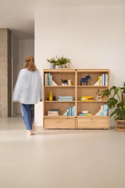 Muebles LUFE Estanterías Con Almacenaje|Estanterías Con Almacenaje^LIBE estantería baja con 2 cajones 157x143