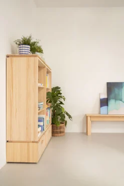 Muebles LUFE Estanterías Con Almacenaje|Estanterías Con Almacenaje^LIBE estantería baja con 2 cajones 157x143