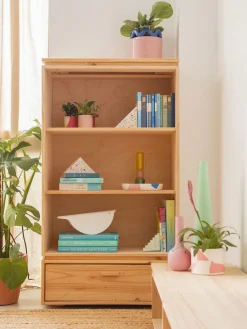 Muebles LUFE Estanterías Con Almacenaje|Estanterías Con Almacenaje^LIBE estantería baja con cajón 78x143