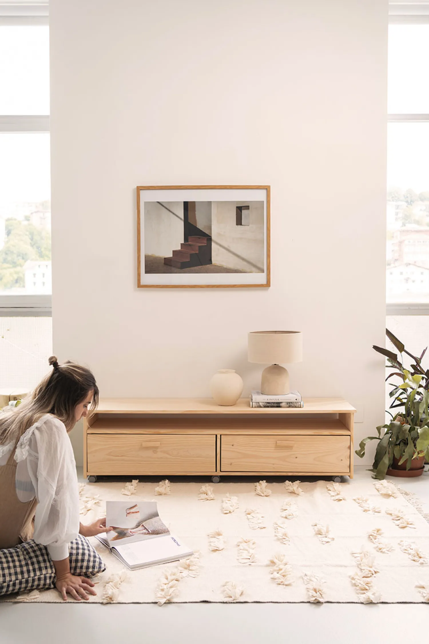 Muebles LUFE Muebles Tv^LIBE mueble TV con 2 cajones