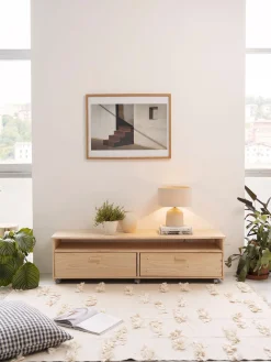 Muebles LUFE Muebles Tv^LIBE mueble TV con 2 cajones y ruedas