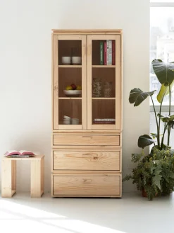 Muebles LUFE Vitrinas^LIBE vitrina con 3 cajones 78x188