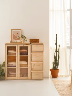 Muebles LUFE Vitrinas^LIBE vitrina con cajonera 117x115