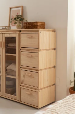 Muebles LUFE Vitrinas^LIBE vitrina con cajonera 117x115