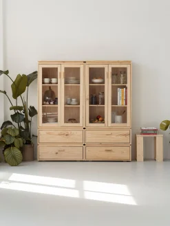 Muebles LUFE Vitrinas^LIBE vitrina doble con 4 cajones 157x171