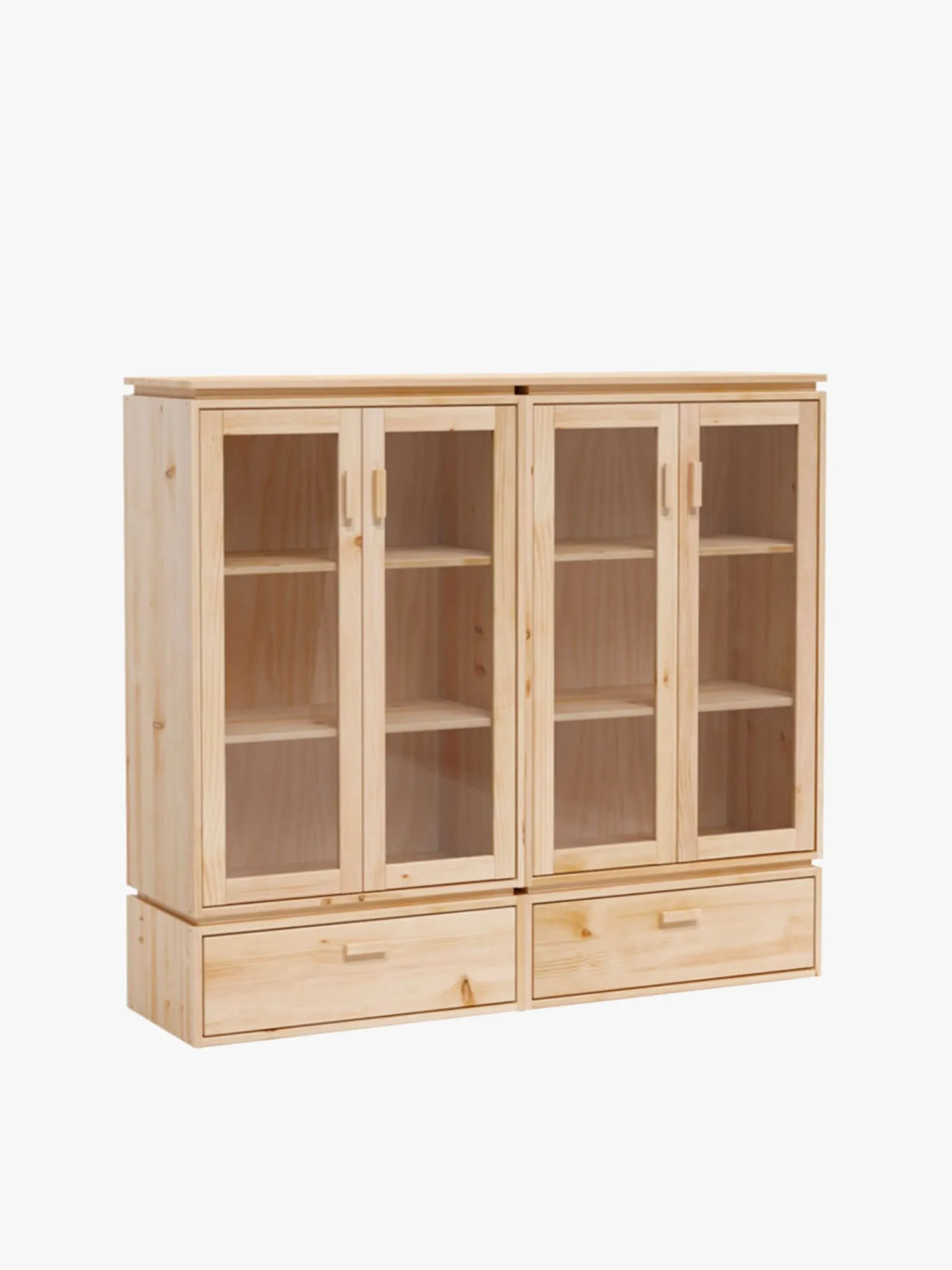 Muebles LUFE Vitrinas^LIBE vitrina doble con 2 cajones 157x143