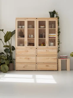 Muebles LUFE Vitrinas^LIBE vitrina doble con 6 cajones 157x198