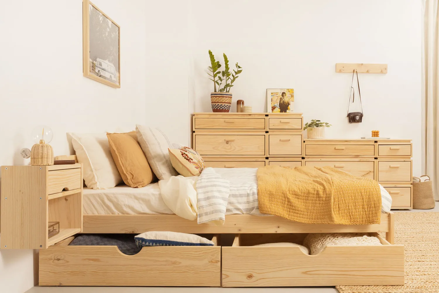 Muebles LUFE Camas Dobles Con Cajones|Camas 150^LORE cama doble 150 con 2 cajones