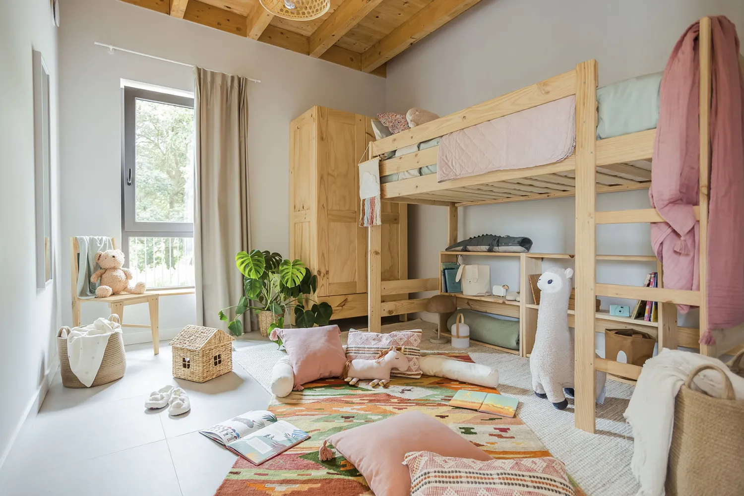 Muebles LUFE Camas Altas^LORE cama semi alta 90