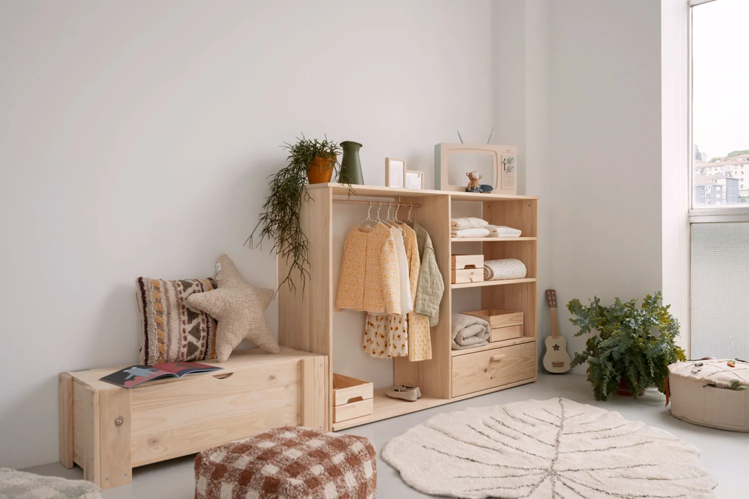 Muebles LUFE Armarios Y Alacenas^MONTESSORI armario infantil abierto con cajón