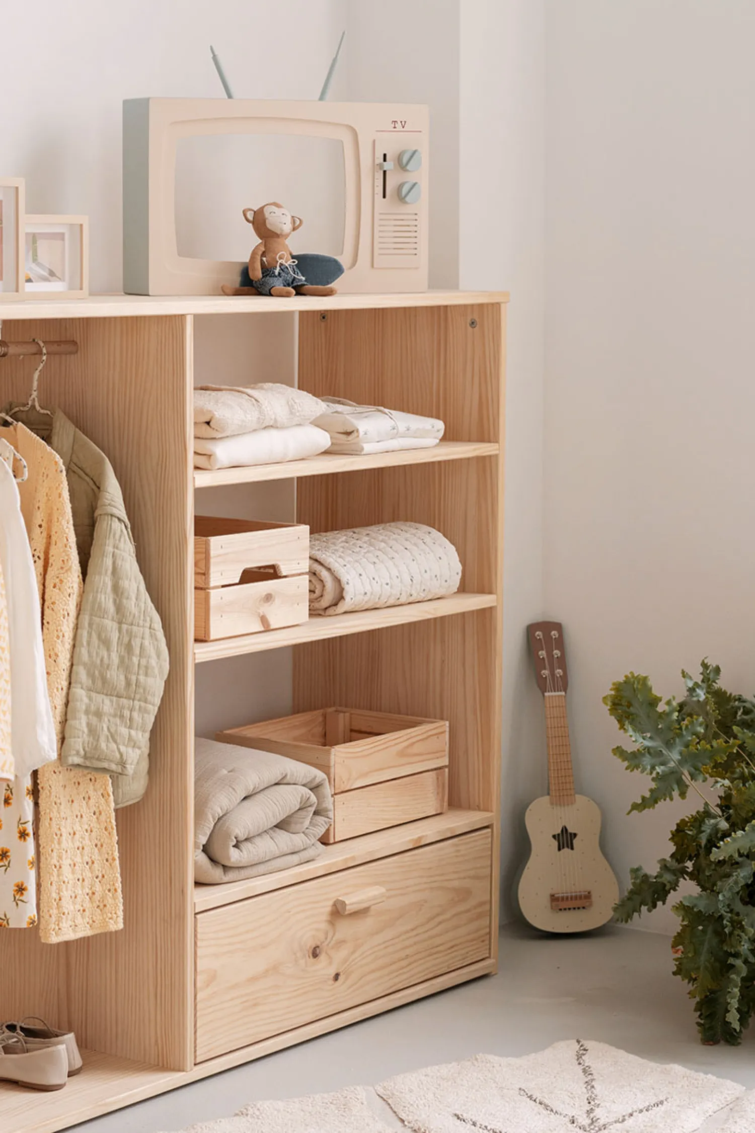 Muebles LUFE Armarios Y Alacenas^MONTESSORI armario infantil abierto con cajón